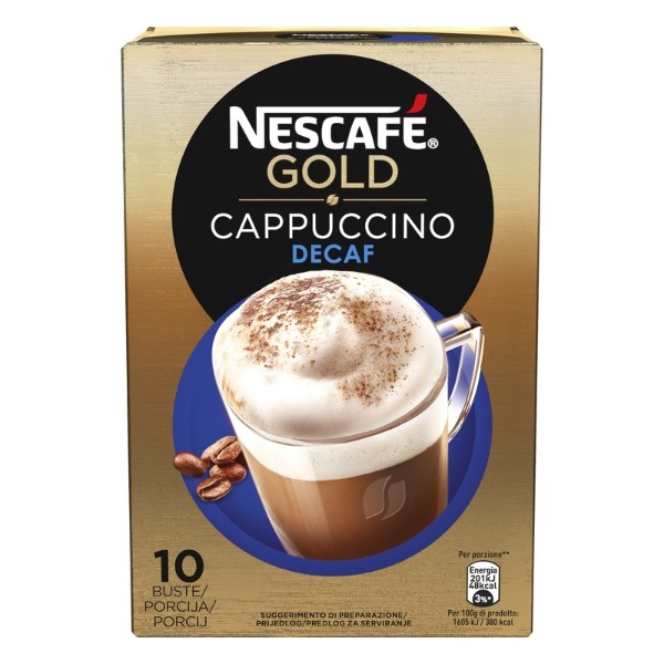 NESCAFE GOLD CAPPUCCINO 10X14G DECAFF