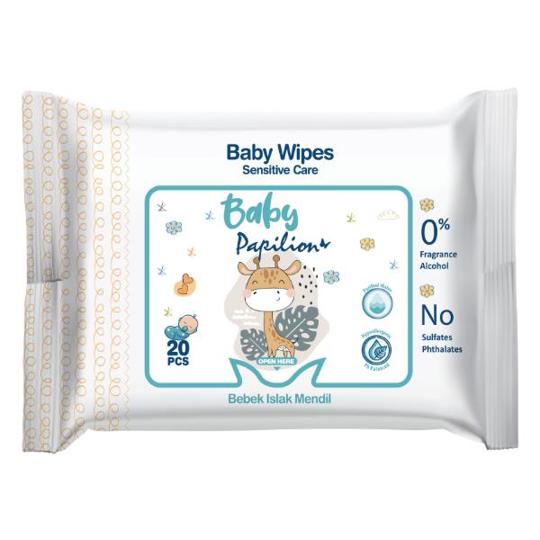 PAPILION BABY TRAVEL WIPES X20 FRAG FREE