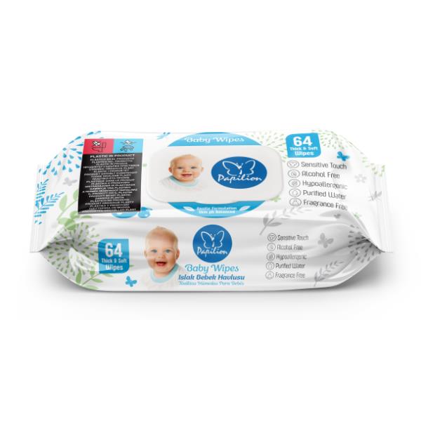 PAPILION BABY WET WIPES X64 FRAG FREE